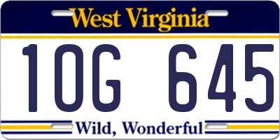 WV license plate 1OG645