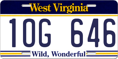 WV license plate 1OG646