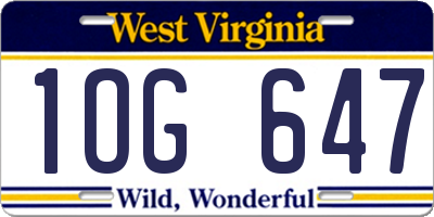 WV license plate 1OG647