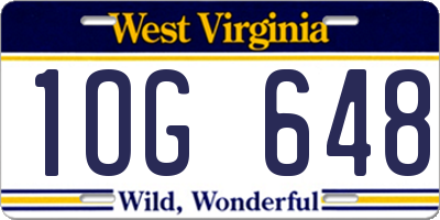 WV license plate 1OG648