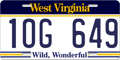 WV license plate 1OG649