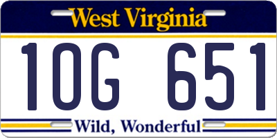 WV license plate 1OG651