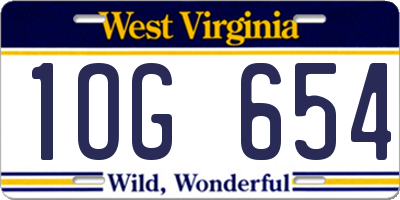 WV license plate 1OG654