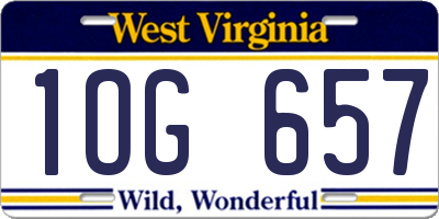 WV license plate 1OG657