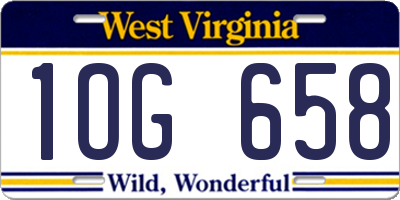 WV license plate 1OG658