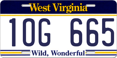 WV license plate 1OG665
