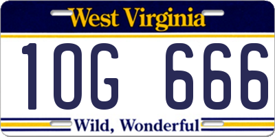 WV license plate 1OG666