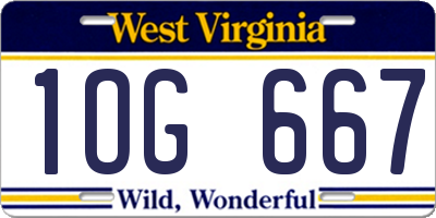 WV license plate 1OG667