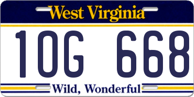 WV license plate 1OG668