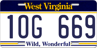 WV license plate 1OG669