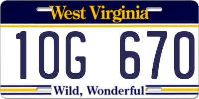 WV license plate 1OG670