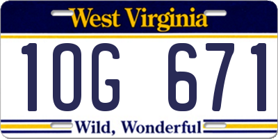 WV license plate 1OG671