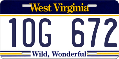 WV license plate 1OG672