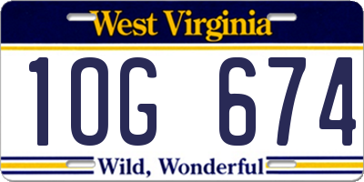 WV license plate 1OG674