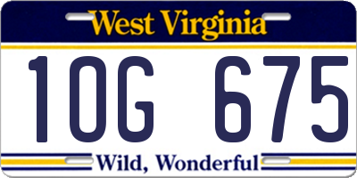WV license plate 1OG675