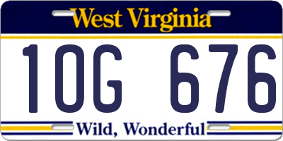 WV license plate 1OG676