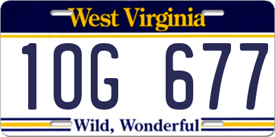 WV license plate 1OG677
