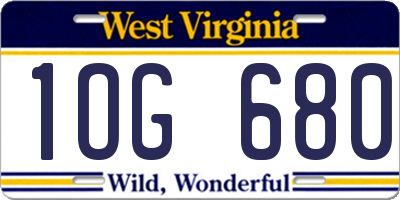 WV license plate 1OG680