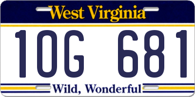 WV license plate 1OG681