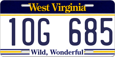 WV license plate 1OG685