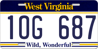 WV license plate 1OG687