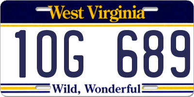 WV license plate 1OG689
