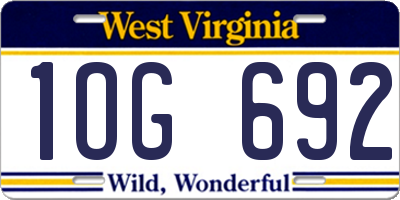 WV license plate 1OG692