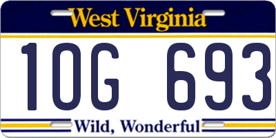 WV license plate 1OG693