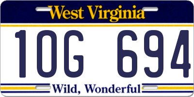 WV license plate 1OG694