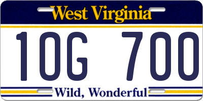 WV license plate 1OG700