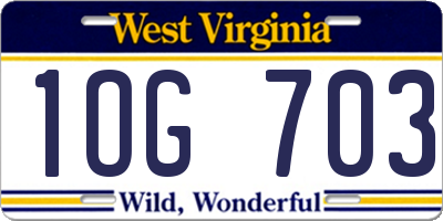 WV license plate 1OG703