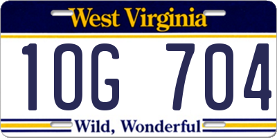 WV license plate 1OG704