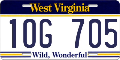 WV license plate 1OG705