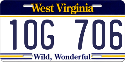 WV license plate 1OG706