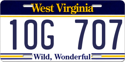 WV license plate 1OG707