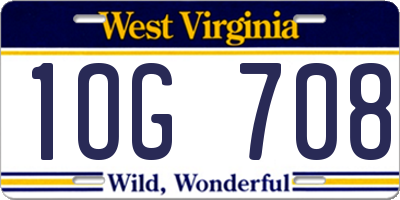 WV license plate 1OG708