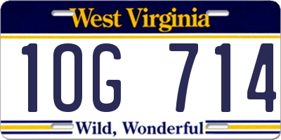 WV license plate 1OG714