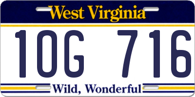 WV license plate 1OG716