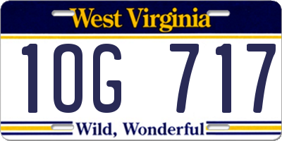 WV license plate 1OG717
