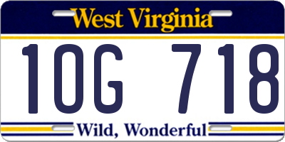 WV license plate 1OG718