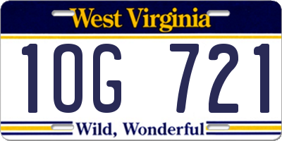WV license plate 1OG721