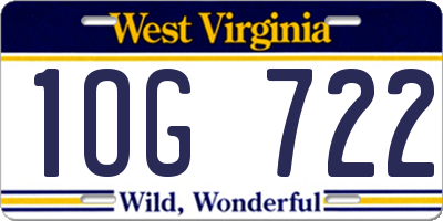 WV license plate 1OG722