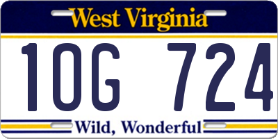 WV license plate 1OG724