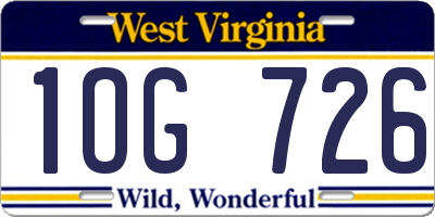 WV license plate 1OG726