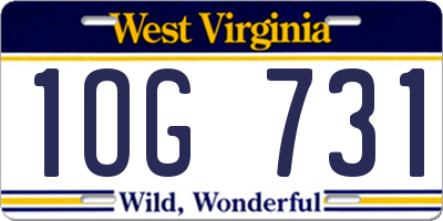 WV license plate 1OG731