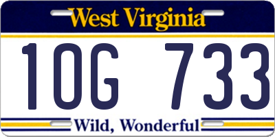 WV license plate 1OG733