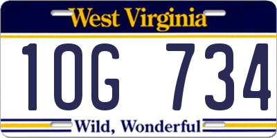 WV license plate 1OG734