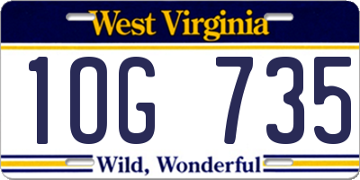WV license plate 1OG735