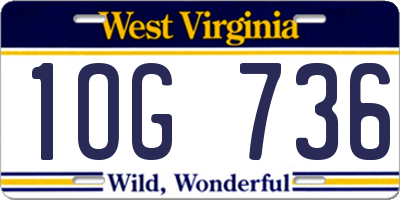 WV license plate 1OG736