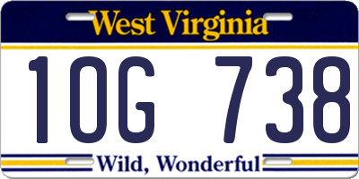 WV license plate 1OG738